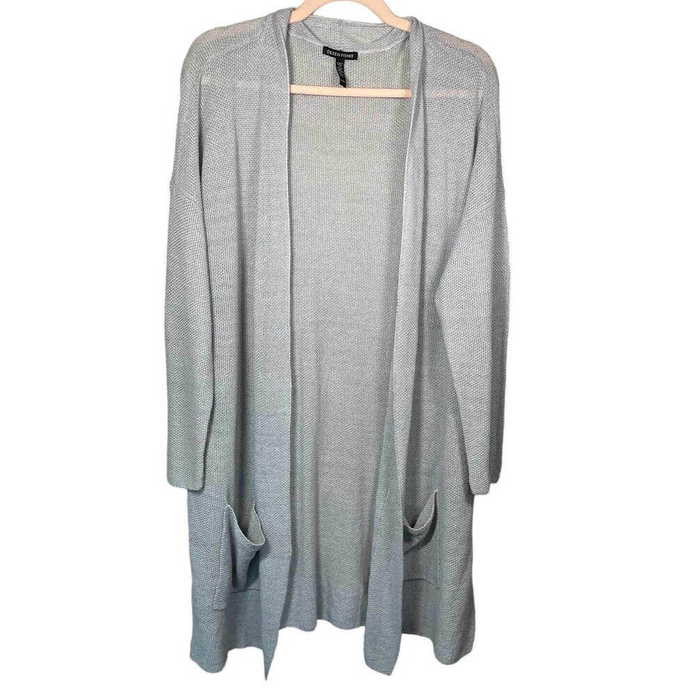 Eileen Fisher Light Gray Open Front Cardigan
